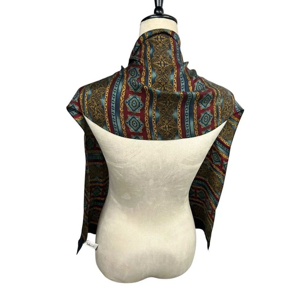 Talbots VTG Silk Scarf‎ Japan Baroque Stripe Jewel Tone Print Classic Elegant
